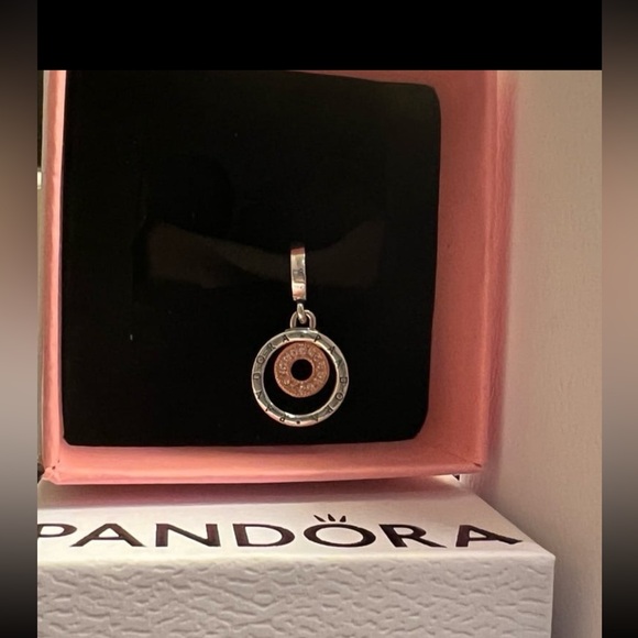 PANDORA SIGNATURE TWO-TONE LOGO CIRCLES DANGLE CHARM Style #: 782287C01 - Picture 5 of 13